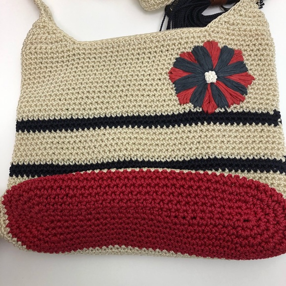 The Sak Crochet Crossbody Bag Red White Blue Boho - Picture 6 of 6